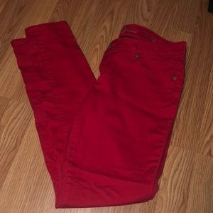 Red skinny jeans
